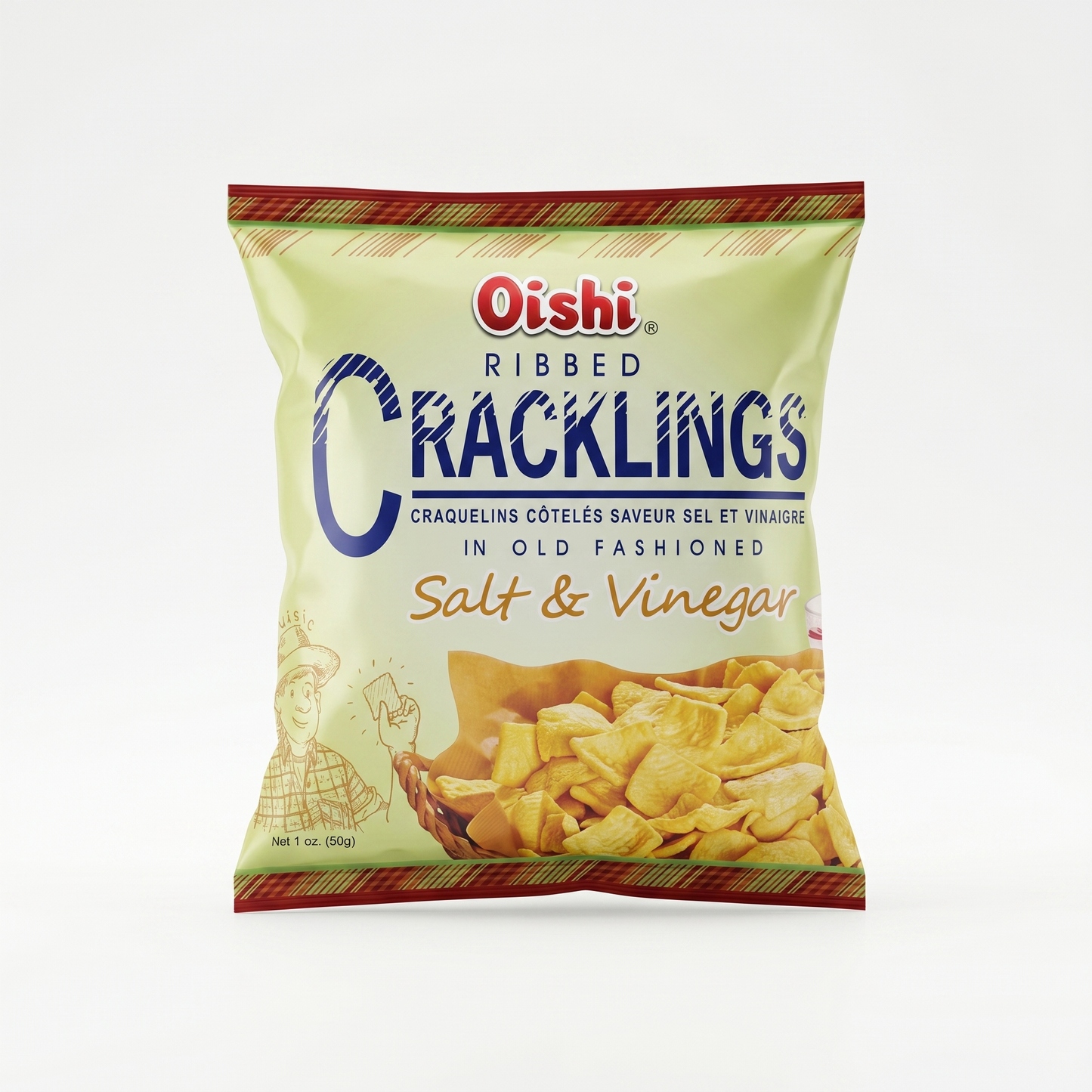 OISHI RIBBED CRACKLINGS SALT & VINEGAR 50GM