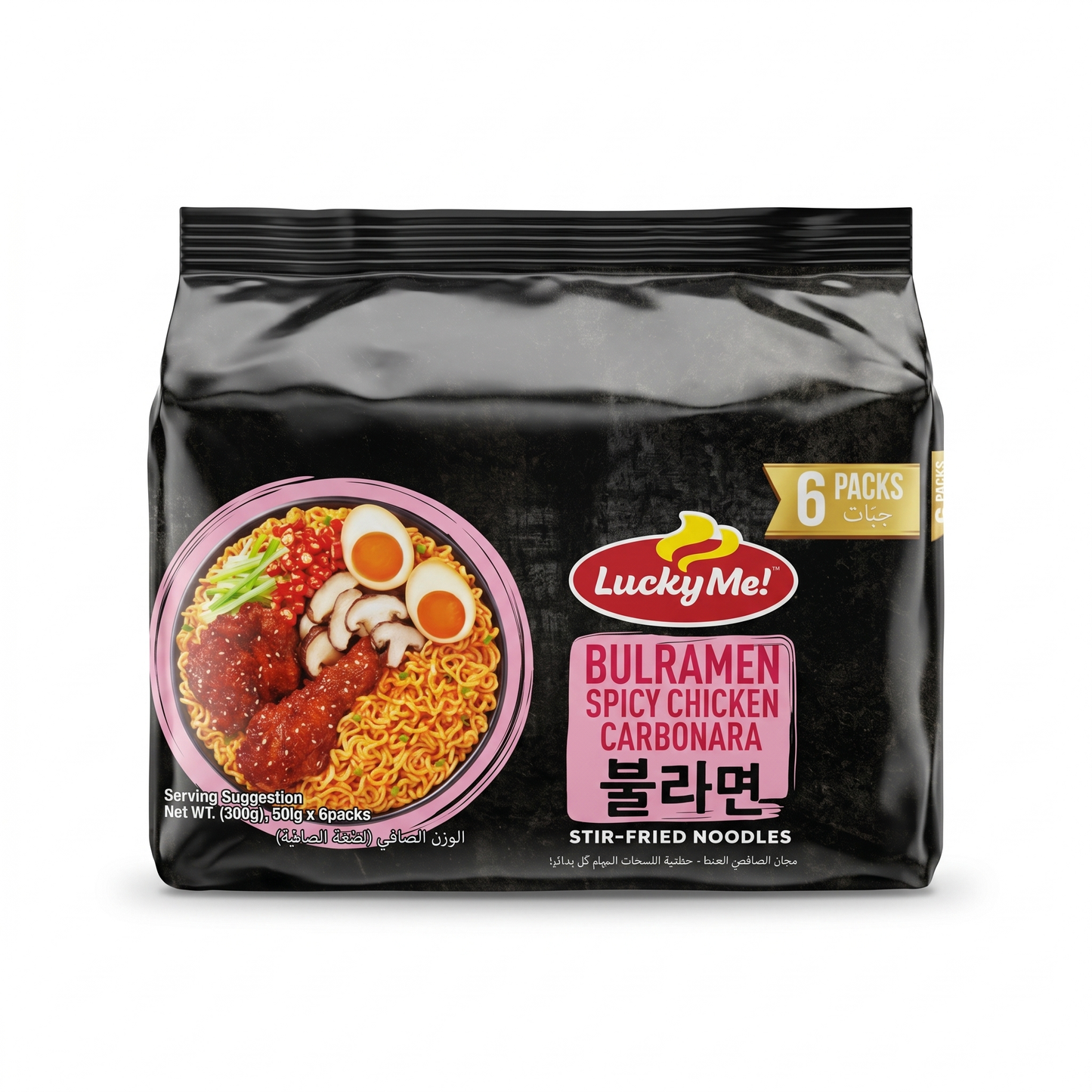 LUCKY ME! BULRAMEN SPICY CHICKEN CARBONARA STIR-FRIED NOODLES 6 PACK